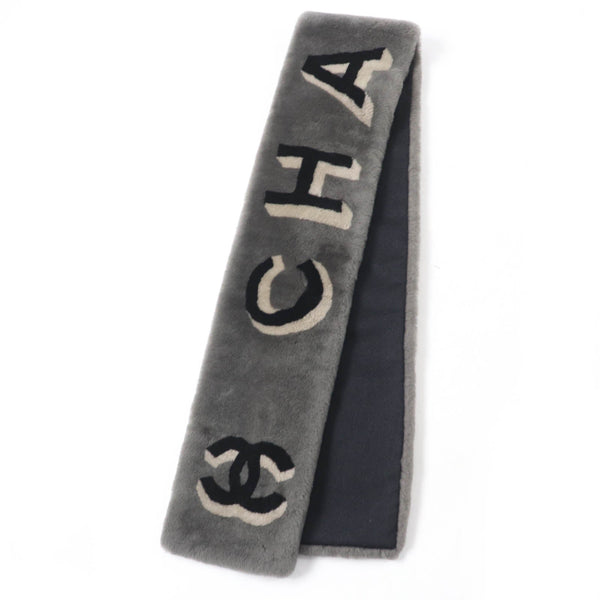 Chanel COCO Mark Logo Design Mouton Cashmere Shawl