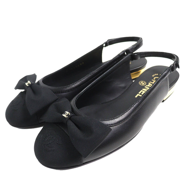 Chanel COCO Mark ribbon Lamb leather pumps