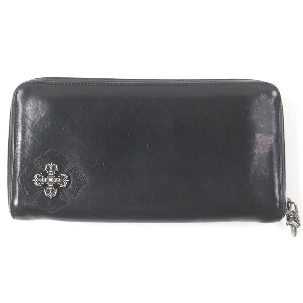 Chrome Hearts REC F ZIP 2 Filigree Plus Dagger ZIP Leather Purse