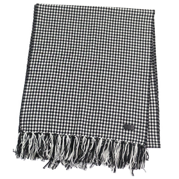 Saint Laurent Paris 707292 3YL74 Cashmere Nylon Long Houndstooth Shawl Scarf