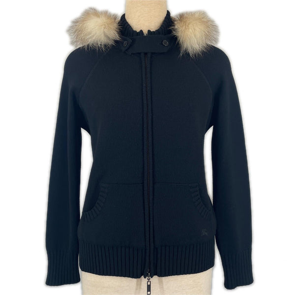 Burberry London Knit Fur Hood Jacket