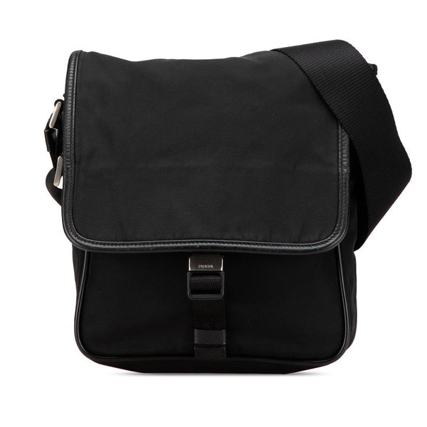 Prada Triangle Logo Plate Nylon Leather Shoulder Bag