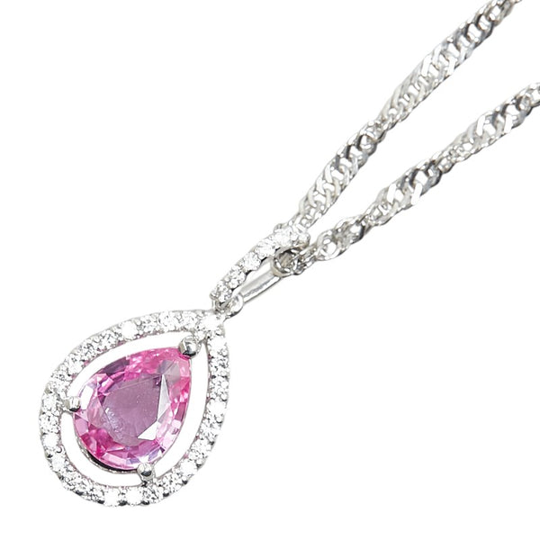 Platinum Pink Sapphire Diamond Pendant Necklace