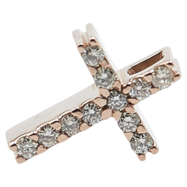 K18PG Pink Gold Diamond Cross Pendant