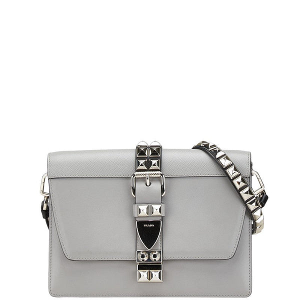 Prada Studs Leather Shoulder Bag