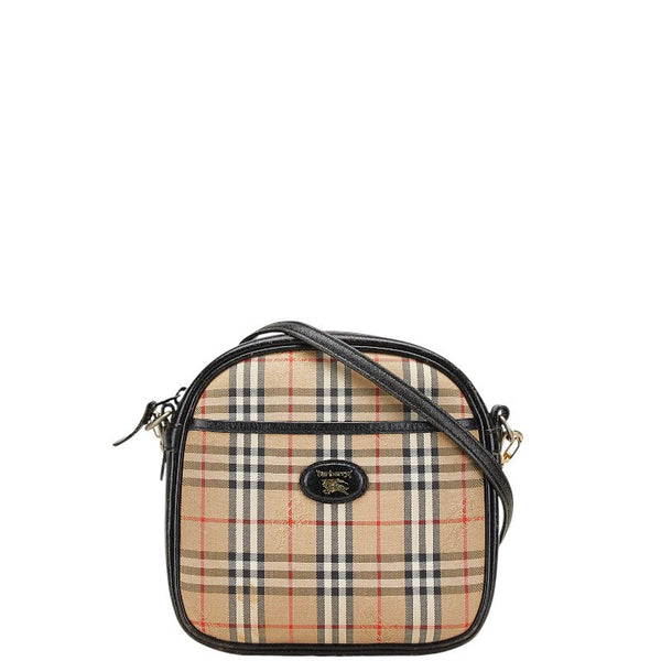 Burberry Nova Check Shadow Horse Canvas Leather Shoulder Bag