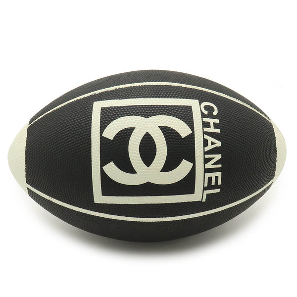 Chanel Rubber Coco Mark Rugby Ball Black White Used