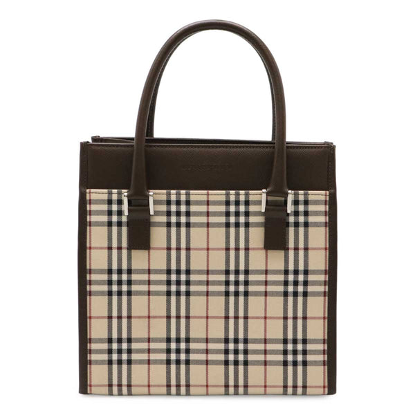 Burberry Nova Check Canvas Leather Handbag