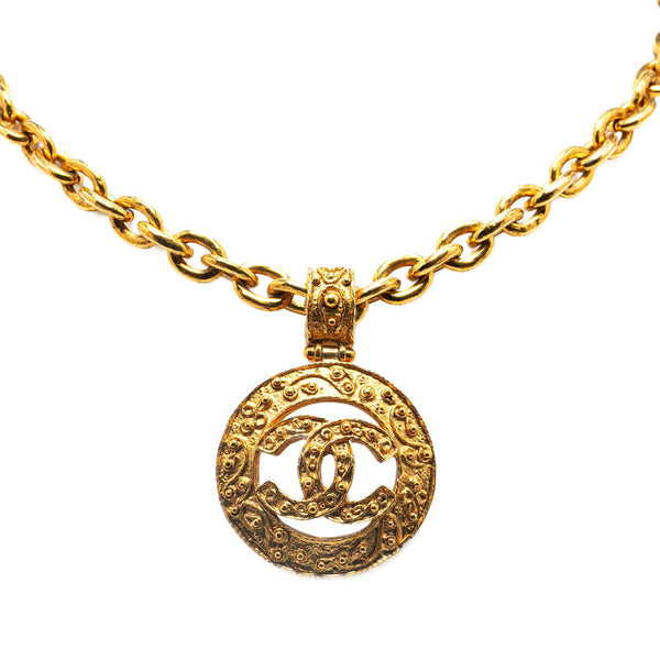 Chanel Coco Mark Round Necklace Gold