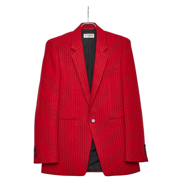 Saint Laurent Notched Lapel Stripe Wool Nylon Jacket
