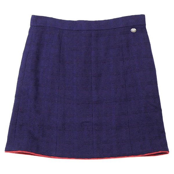 Chanel P51808 Tweed Gripoix COCO Mark Charm Wool Skirt