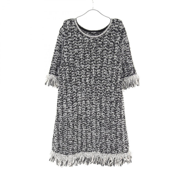 Chanel Cotton Nylon Silk Dress Black/White