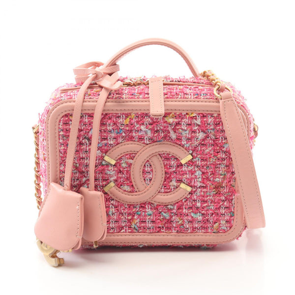 Chanel CC Filigree Fabric Leather 2way Shoulder Bag