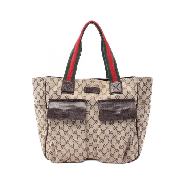 Gucci Sherry Line GG Canvas Tote Bag Canvas Leather