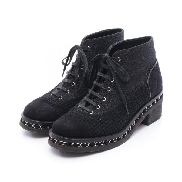 Chanel Matelassé Suede Wool Fabric Boots
