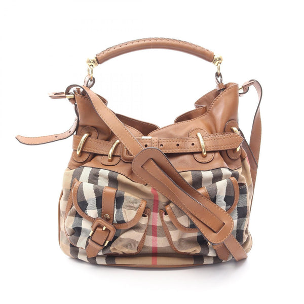 Burberry House Check Canvas Leather Handbag