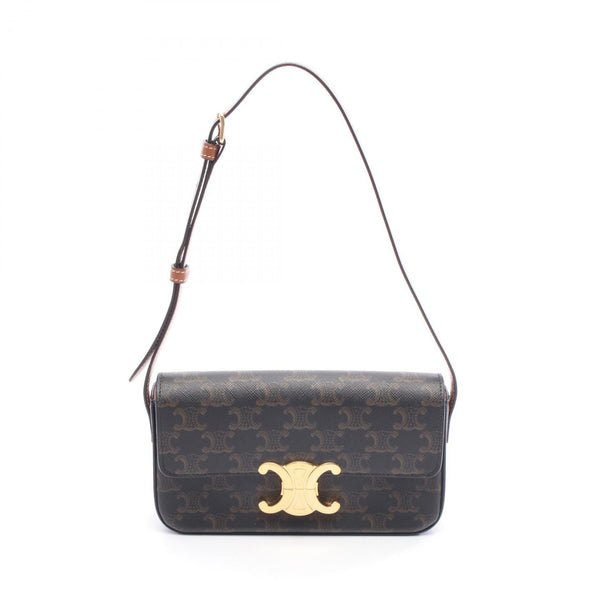 Celine Claude Triomphe PVC Coated Canvas Leather Shoulder Bag