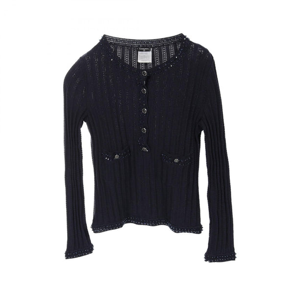 Chanel Cotton Knit Top Navy