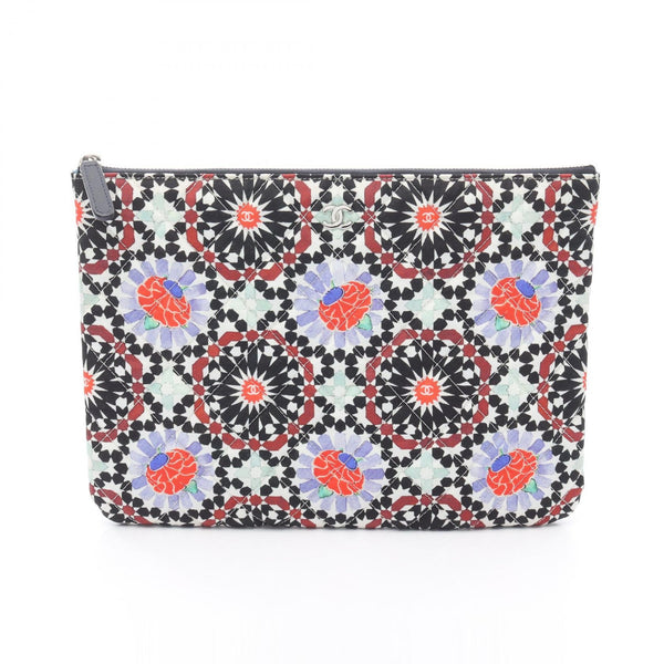 Chanel Coco Mark Canvas Leather Clutch Bag