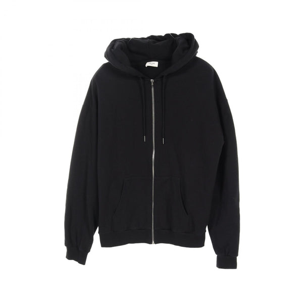 Celine Logo Print Zip Hoodie Black