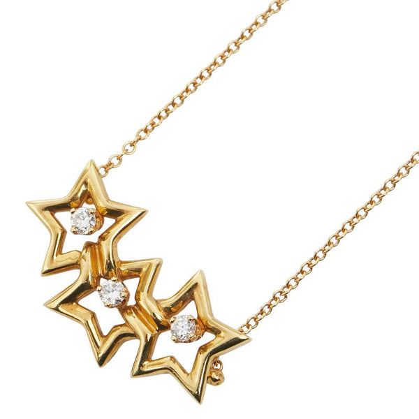 Tiffany & Co. Triple Star 3P Diamond Au750 Necklace