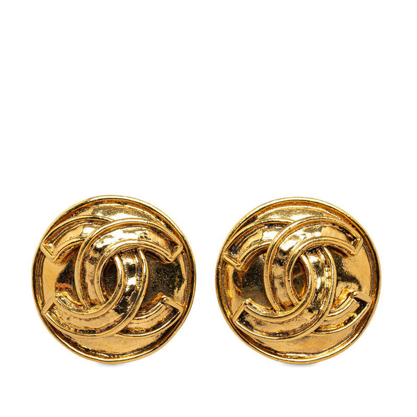 Chanel Gold-Plated Coco Mark Vintage Earrings 94P