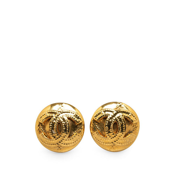 Chanel Gold Plated Coco Mark Vintage Earrings 94P