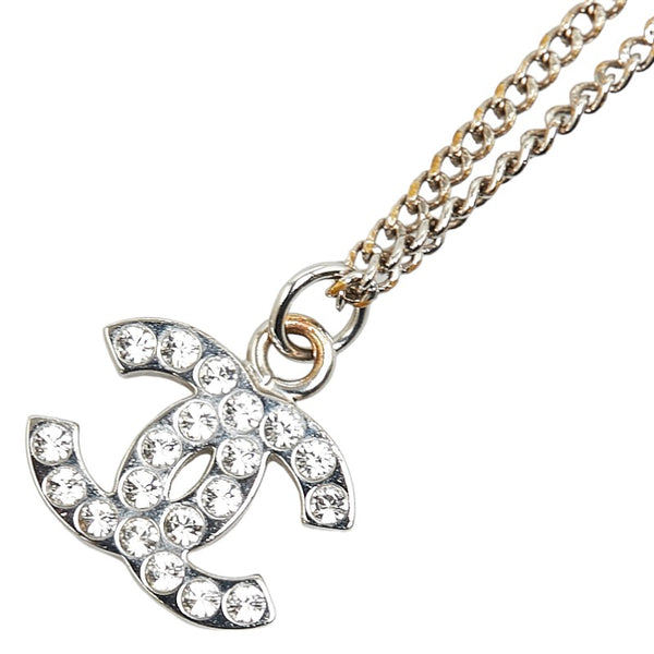 Chanel Coco Mark Rhinestone Necklace Metal