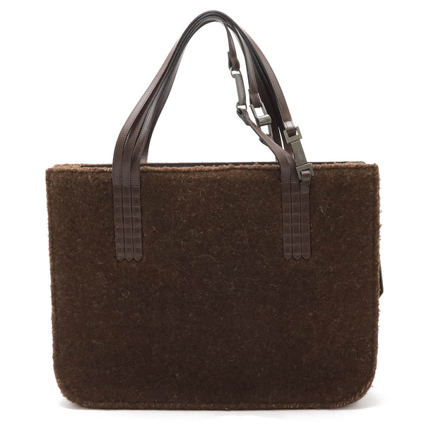 Chanel Shearling/Leather Logo Tote Bag 2way Shoulder Tote