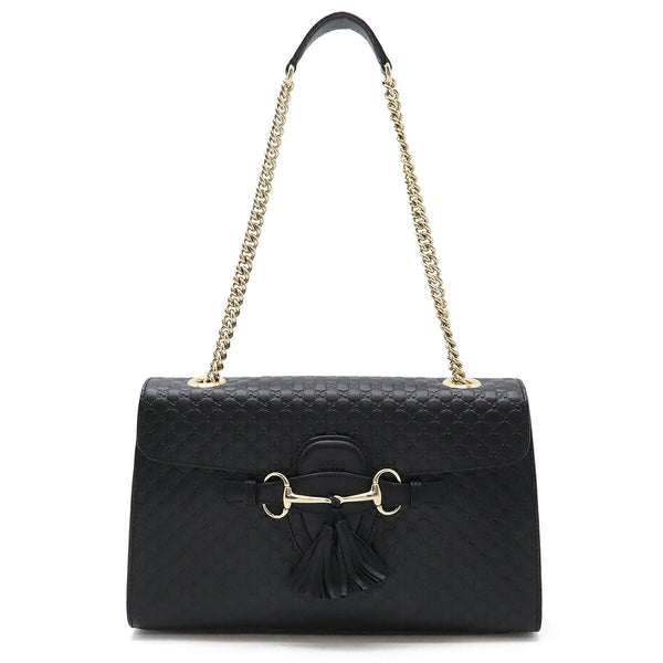 Gucci Microguccissima Emily Chain Shoulder Bag Leather Black 449635