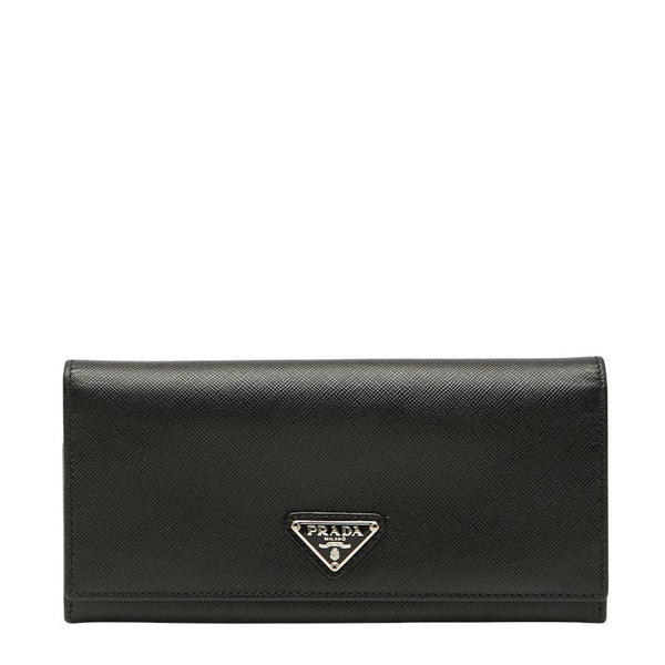 Prada Triangle Logo Leather Long Wallet