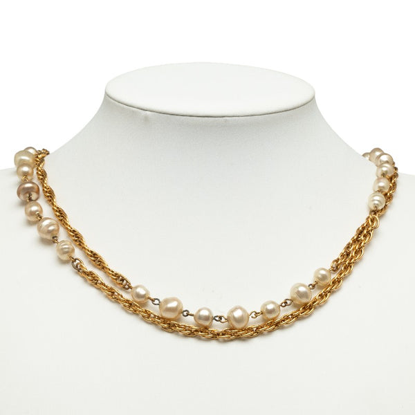 Chanel Vintage Faux Pearl Long Chain Necklace