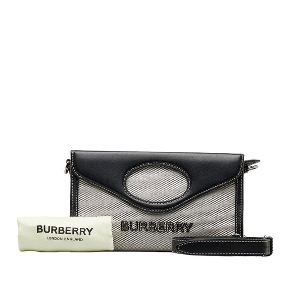 Burberry Logo Horseferry Cotton Canvas Leather 2way Bag
