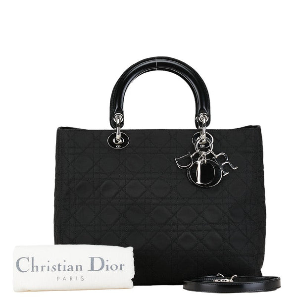 Dior Lady Dior Cannage Cotton Leather 2way Bag