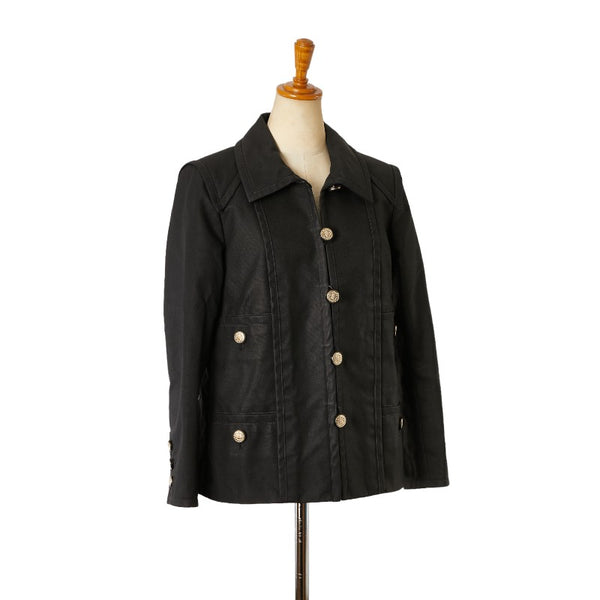 Chanel Cotton Jacket Black 36 Women