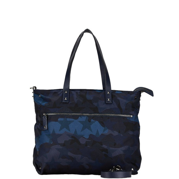 Valentino Studs Camouflage Nylon Leather 2way Bag