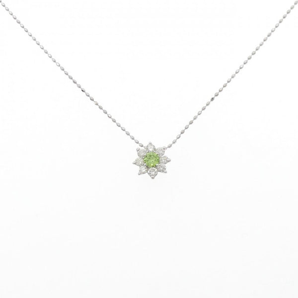 Au750 White Gold Demantoid Garnet Diamond Necklace