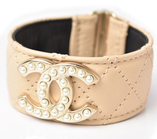 Chanel Matelasse Coco Mark Pearl Bangle