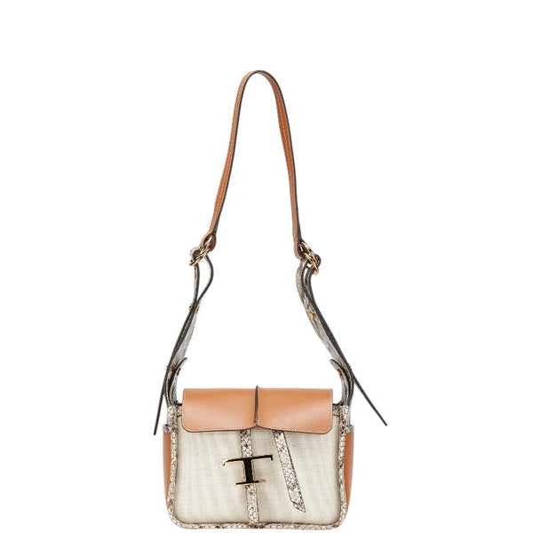 Tod’s T Timeless Leather Canvas Shoulder Bag