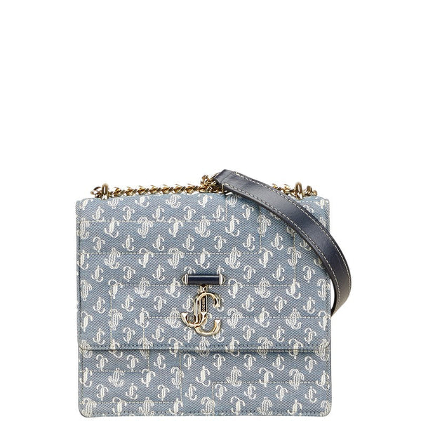 JIMMY CHOO VARENNE AVENUE QUAD JC Monogram Cotton Leather Shoulder Bag