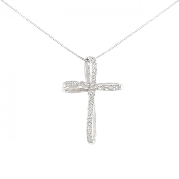Au750 White Gold Cross Diamond Necklace