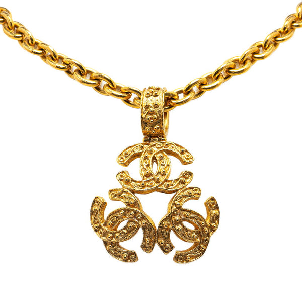 Chanel Vintage Triple Coco Mark Necklace Gold