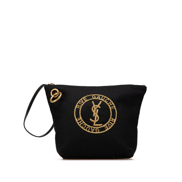 Saint Laurent Rive Gauche Wool Leather Clutch Bag