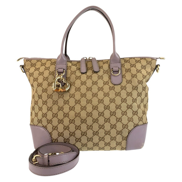 Gucci Bamboo Heart GG Canvas Leather 2way Bag