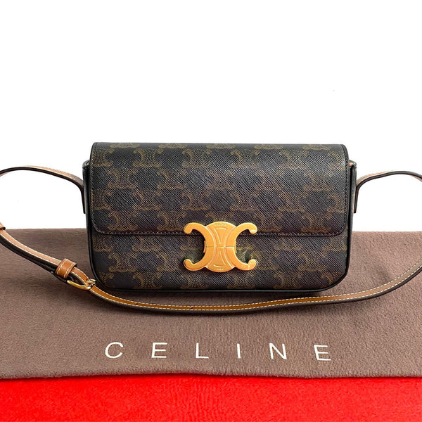 Celine Claude Monogram Leather Shoulder Bag