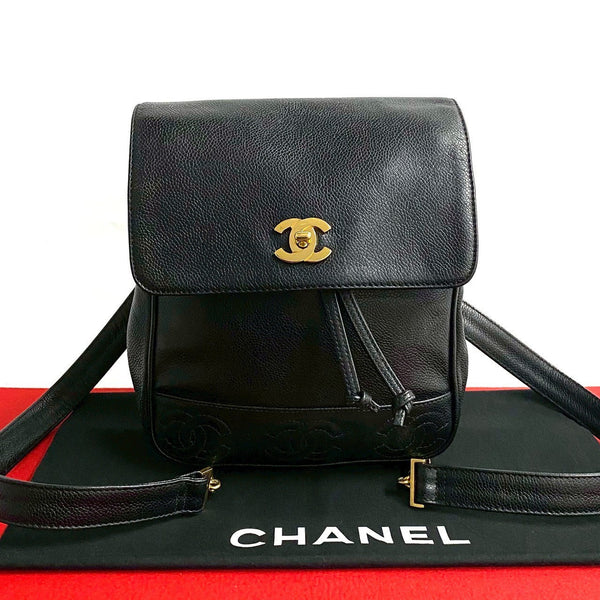 Chanel Triple Coco Caviar Leather Backpack