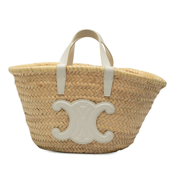 Celine Teen Triomphe Classic Panier Raffia Leather Handbag