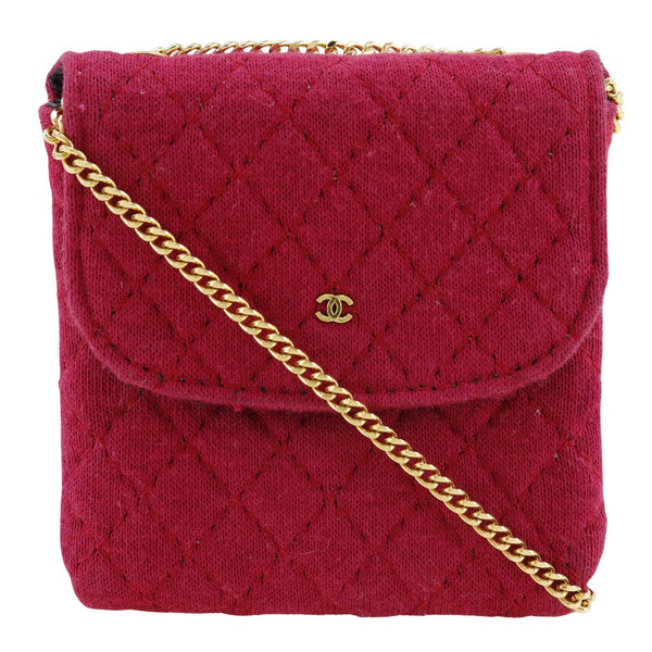 Chanel Chain Pouch Cotton 2way Shoulder Bag