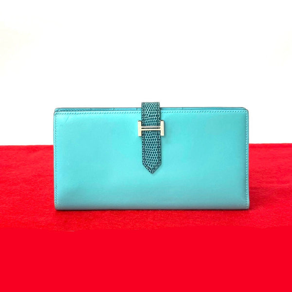 Hermes Béarn Soufflet Lizard Tadelakt Long Wallet