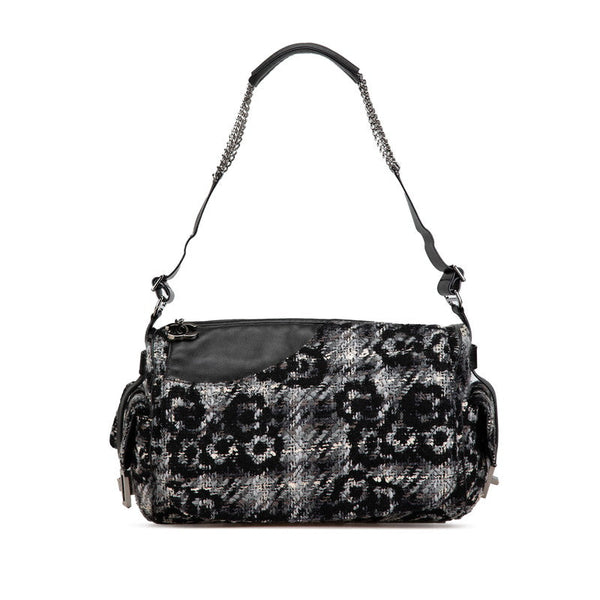 Chanel Camellia Tweed Leather Shoulder Bag